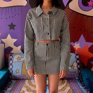 "Bottom Line" black and white jacket set